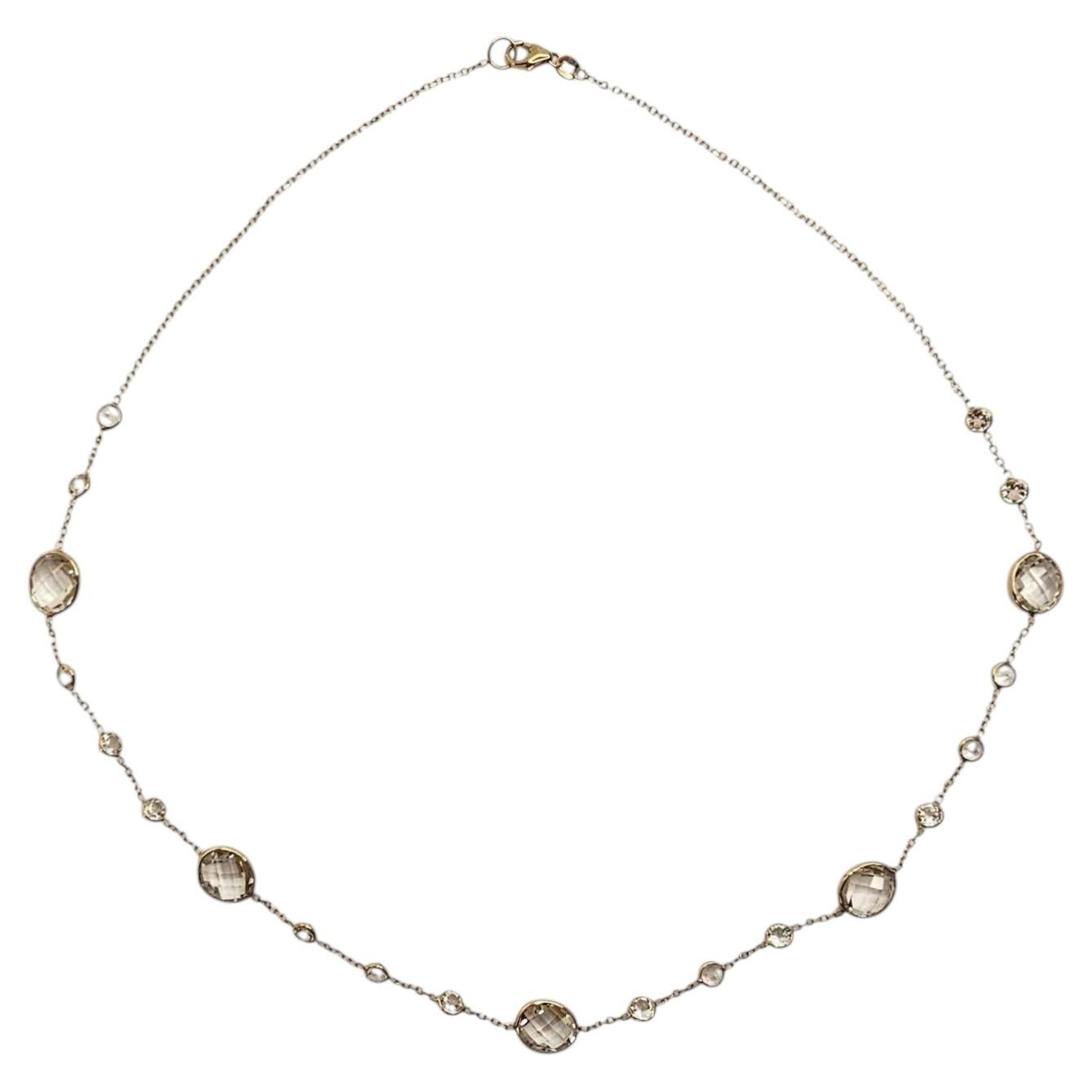 Collar de 20" con piedras transparentes facetadas engastadas en bisel de oro amarillo de 14K #25748 en venta