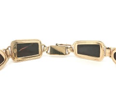 14K Yellow Gold Bezel Set Freeform Boulder Opal Link Bracelet w/ Push Clasp