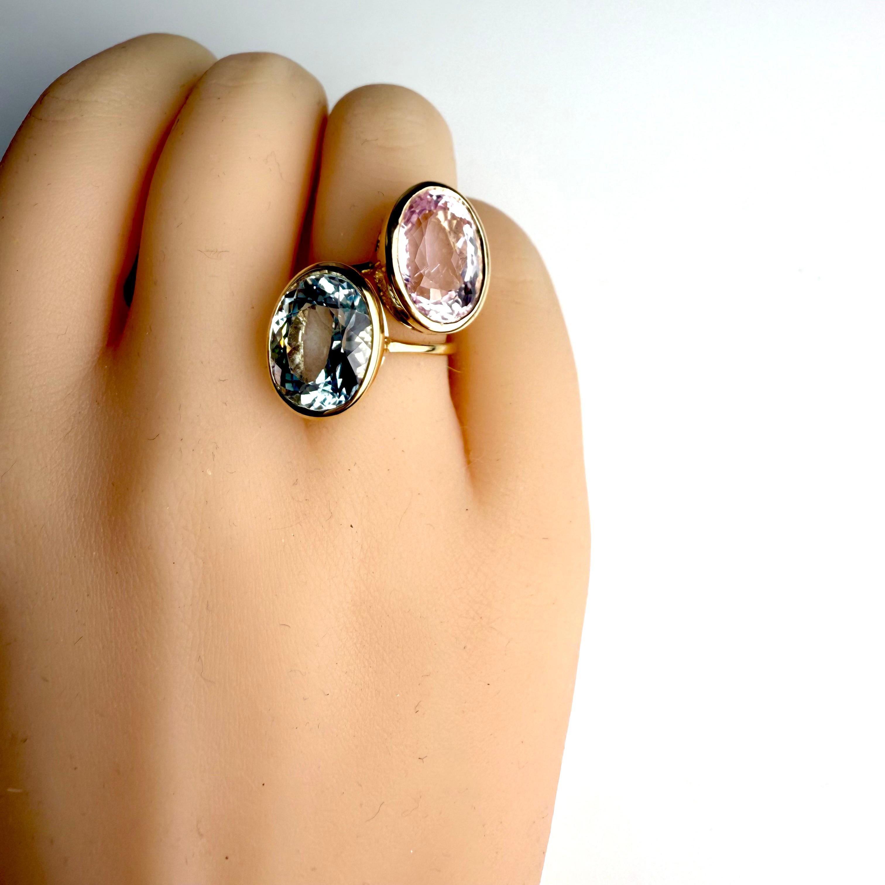Anello solitario con castone in oro giallo 14K con Kunzite del peso di 8,56 carati in vendita 6