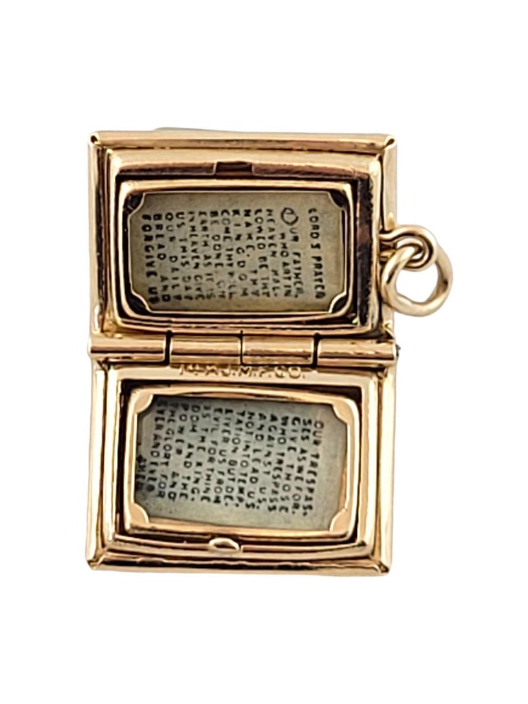 14k Yellow Gold Bible Charm Locket For Sale at 1stDibs
