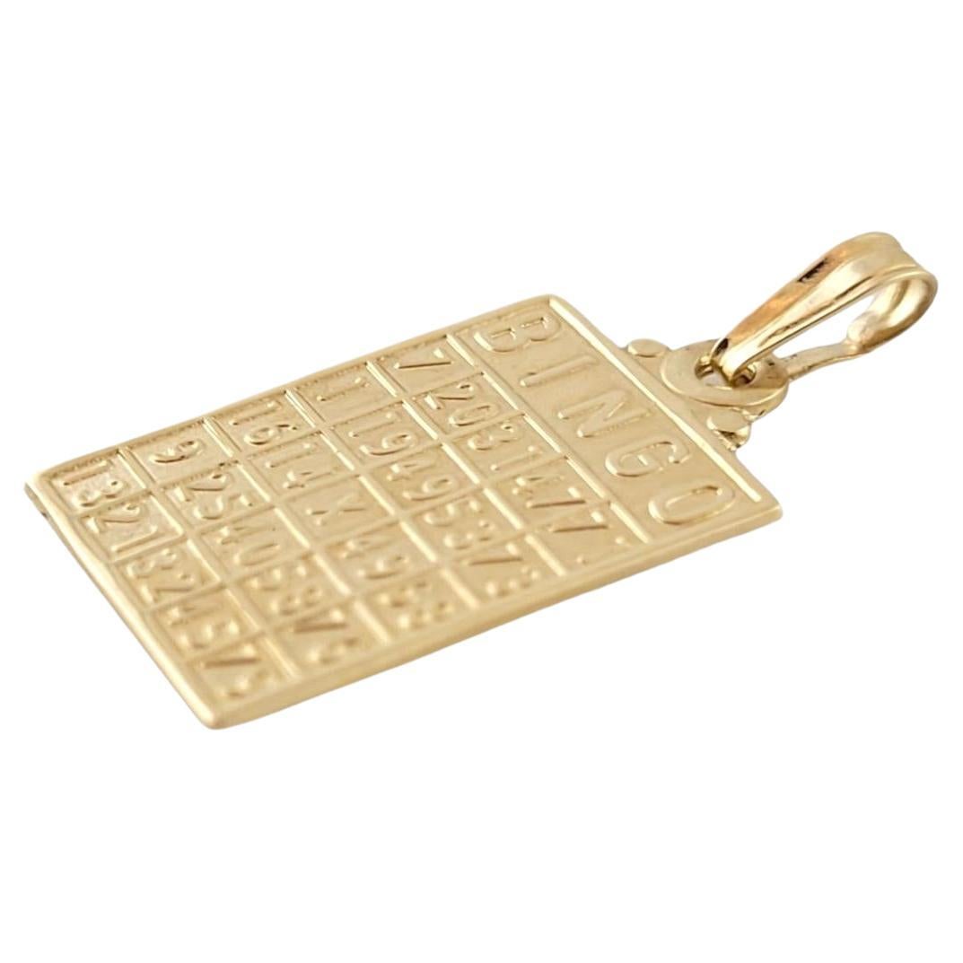 14K Yellow Gold Bingo Card Charm #15155 For Sale