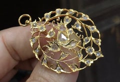 14k Yellow gold Bird Antique Polki Diamond Brooch/Pendant handcrafted