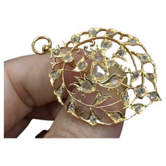 14k Yellow gold Bird Antique Polki Diamond Brooch/Pendant handcrafted