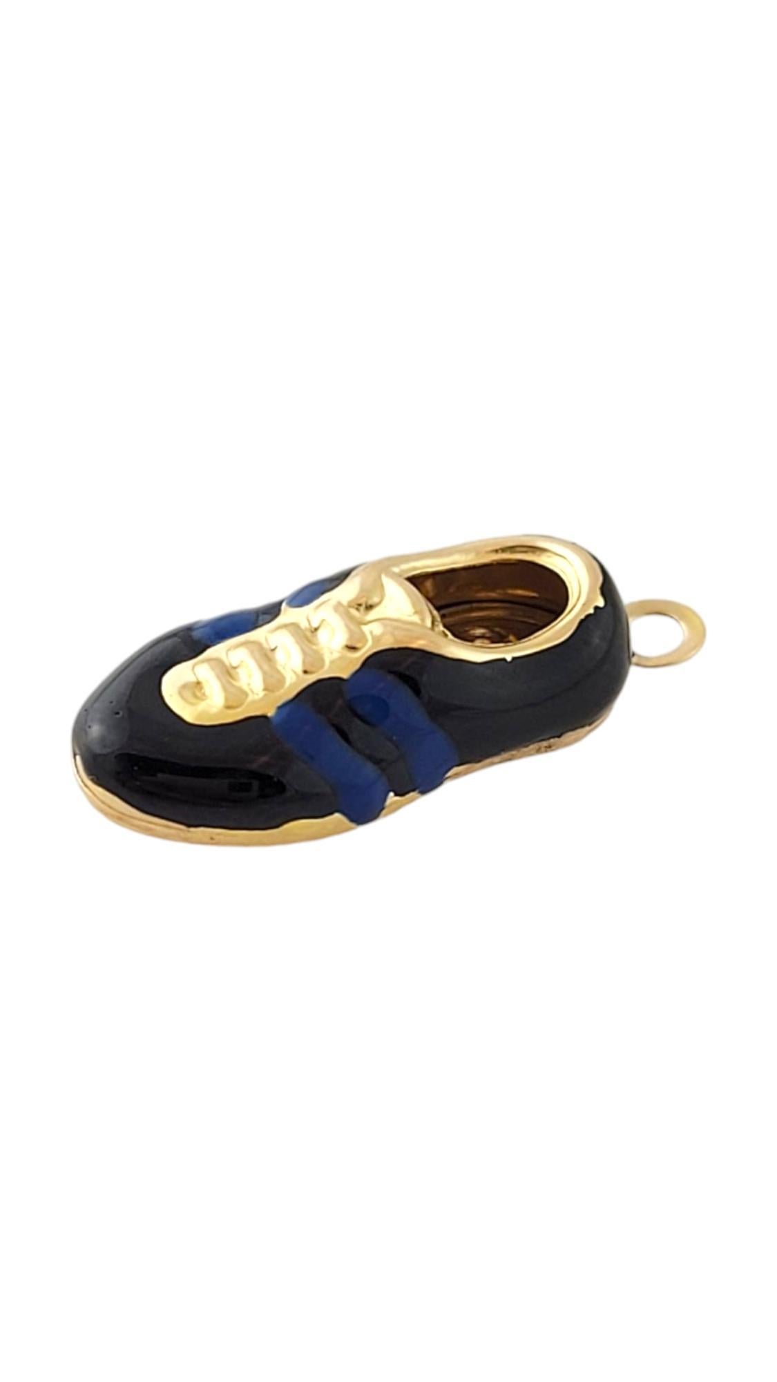 14K Yellow Gold Black & Blue Enamel Sneaker Charm #17345 In Good Condition For Sale In Washington Depot, CT