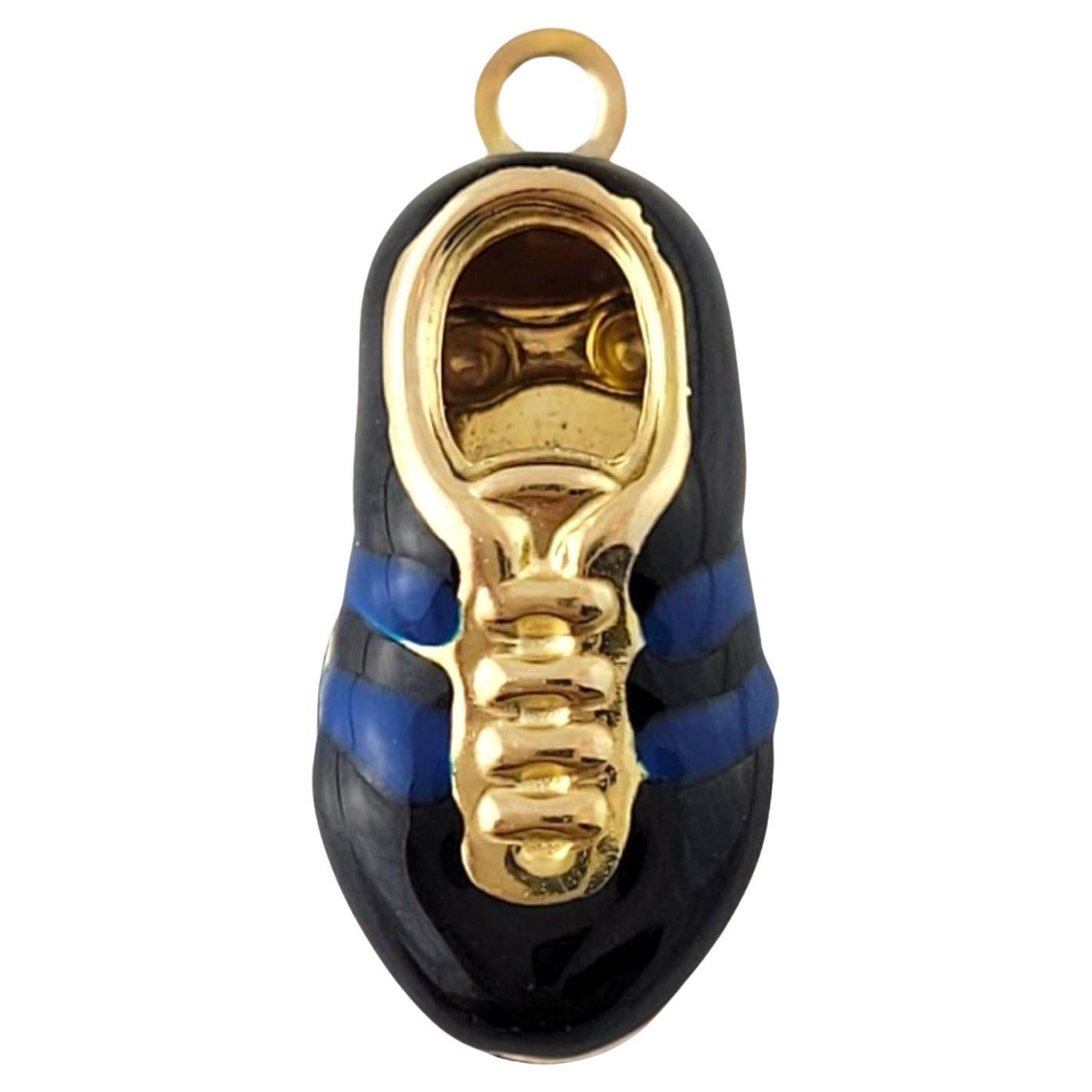 14K Yellow Gold Black & Blue Enamel Sneaker Charm #17345