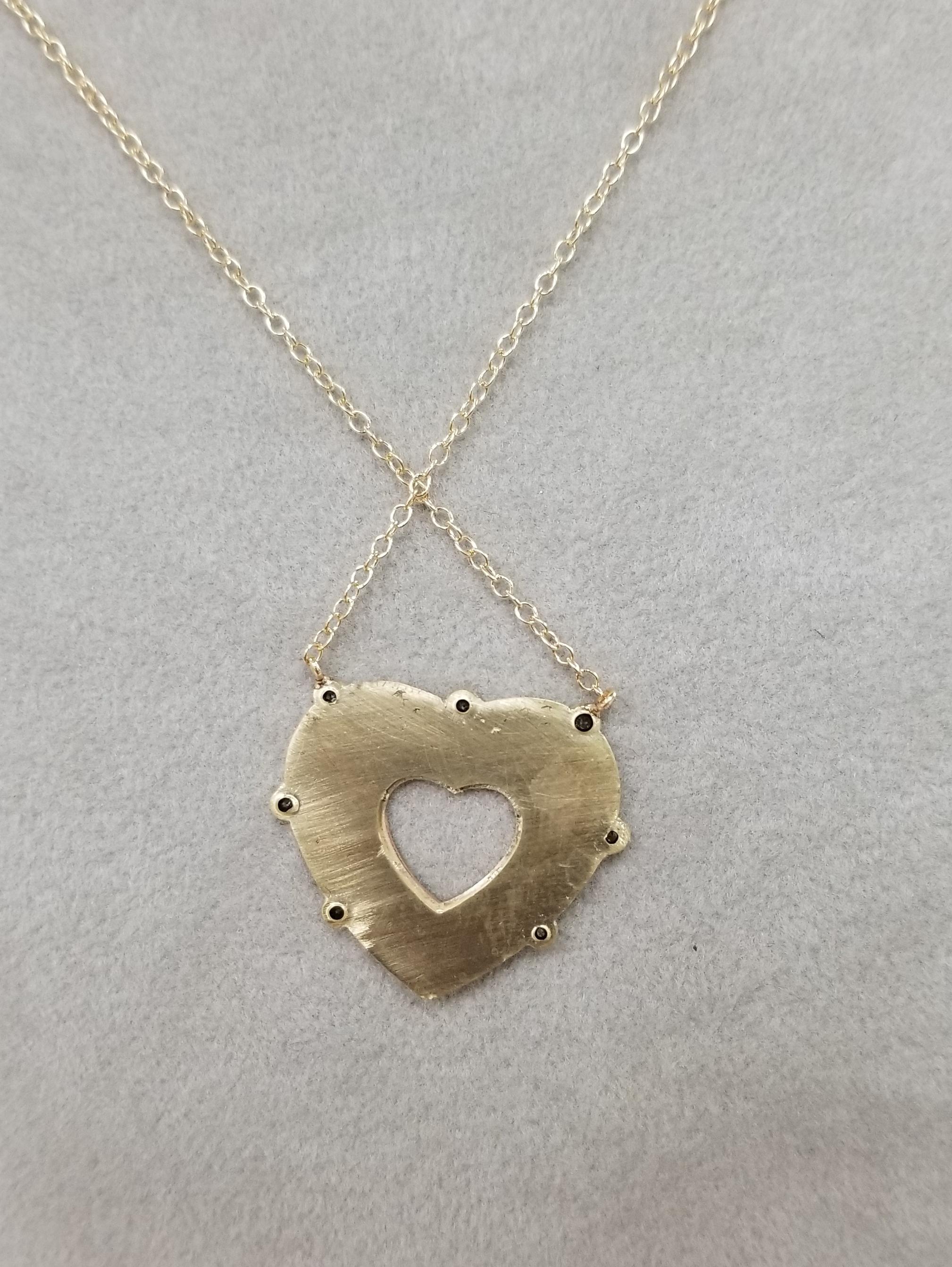 hammered gold heart necklace