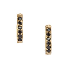 14k Yellow Gold Black Diamond-Studded Mainstay Cuff Hoops