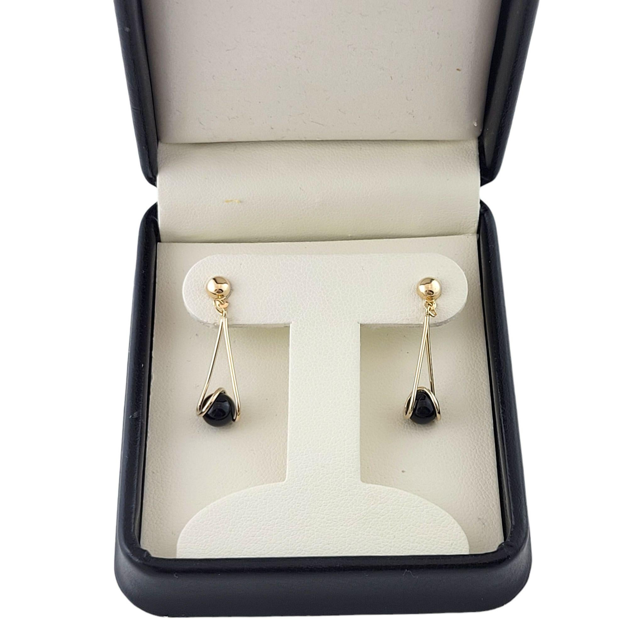 14K Gelbgold Schwarzer Onyx Ohrhänger #13594 Ohrhänger Damen