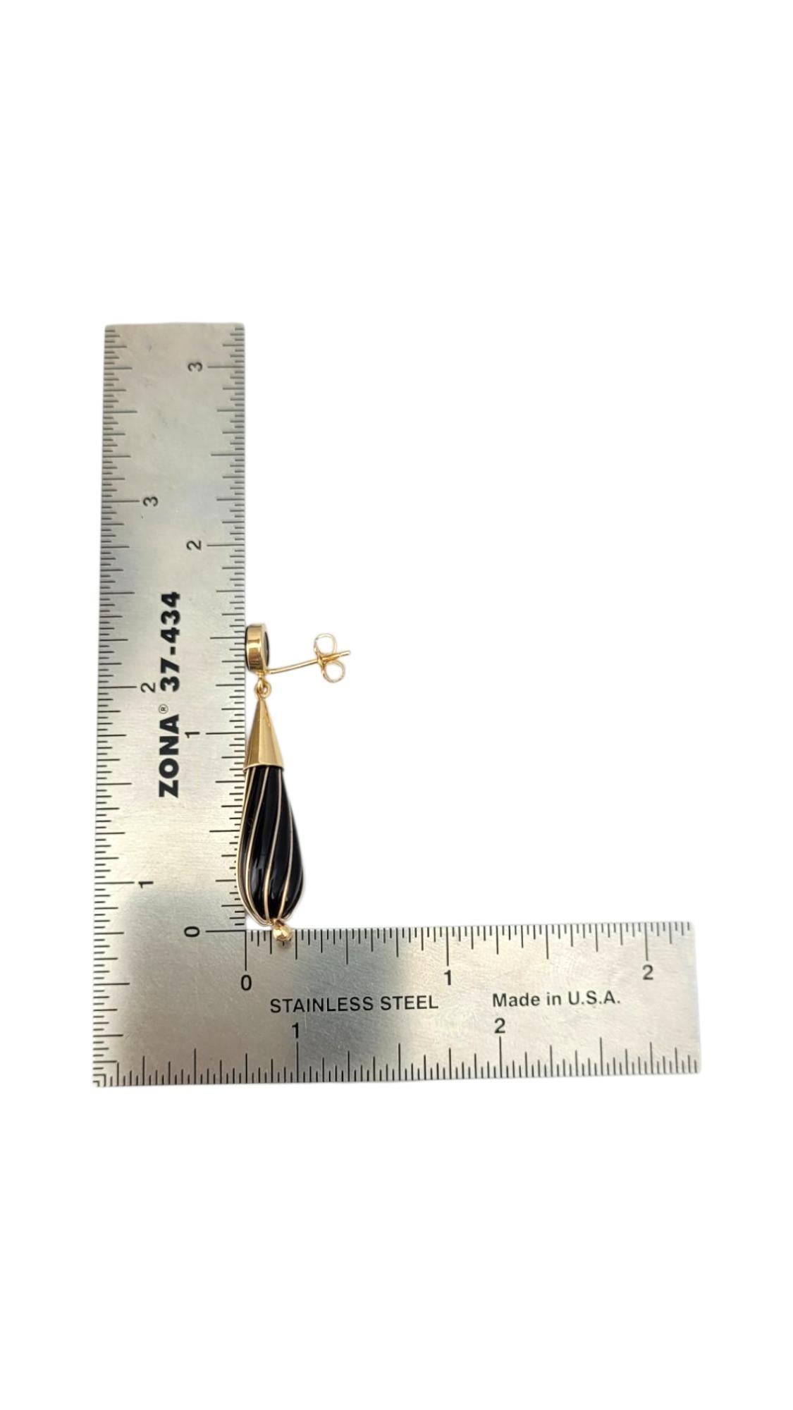 14K Yellow Gold Black Onyx Dangle Earrings #21724 im Angebot 1
