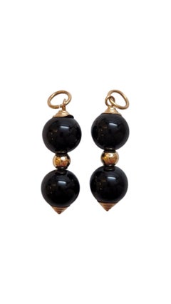 14K Yellow Gold Black Onyx Hoop Enhancers #18334