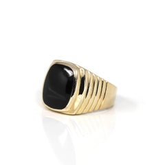 14k Yellow Gold Black Onyx Men's Ring