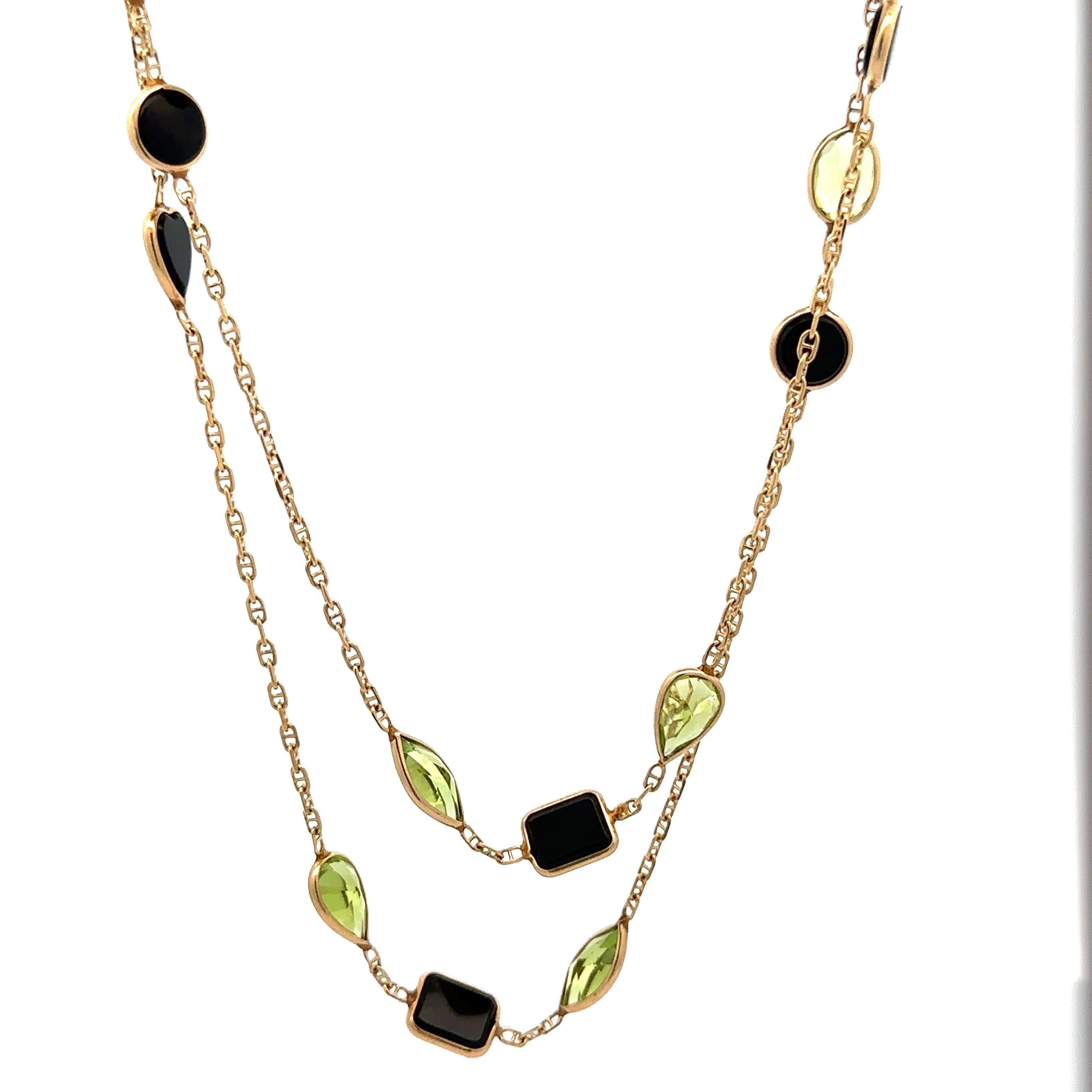 Women's 14k Yellow Gold Black Onyx & Peridot 36