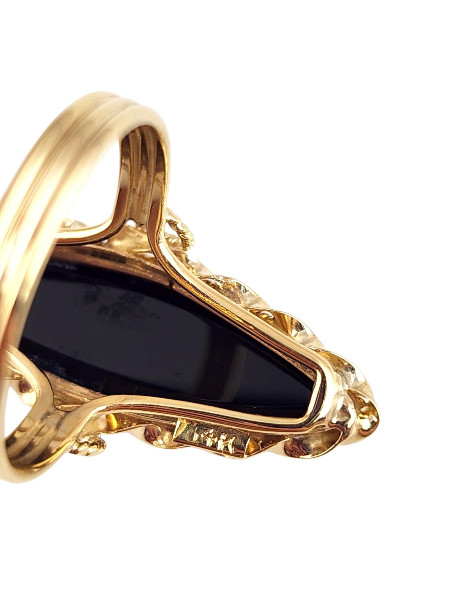 Women's 14K Yellow Gold Black Onyx Ring #22499 For Sale