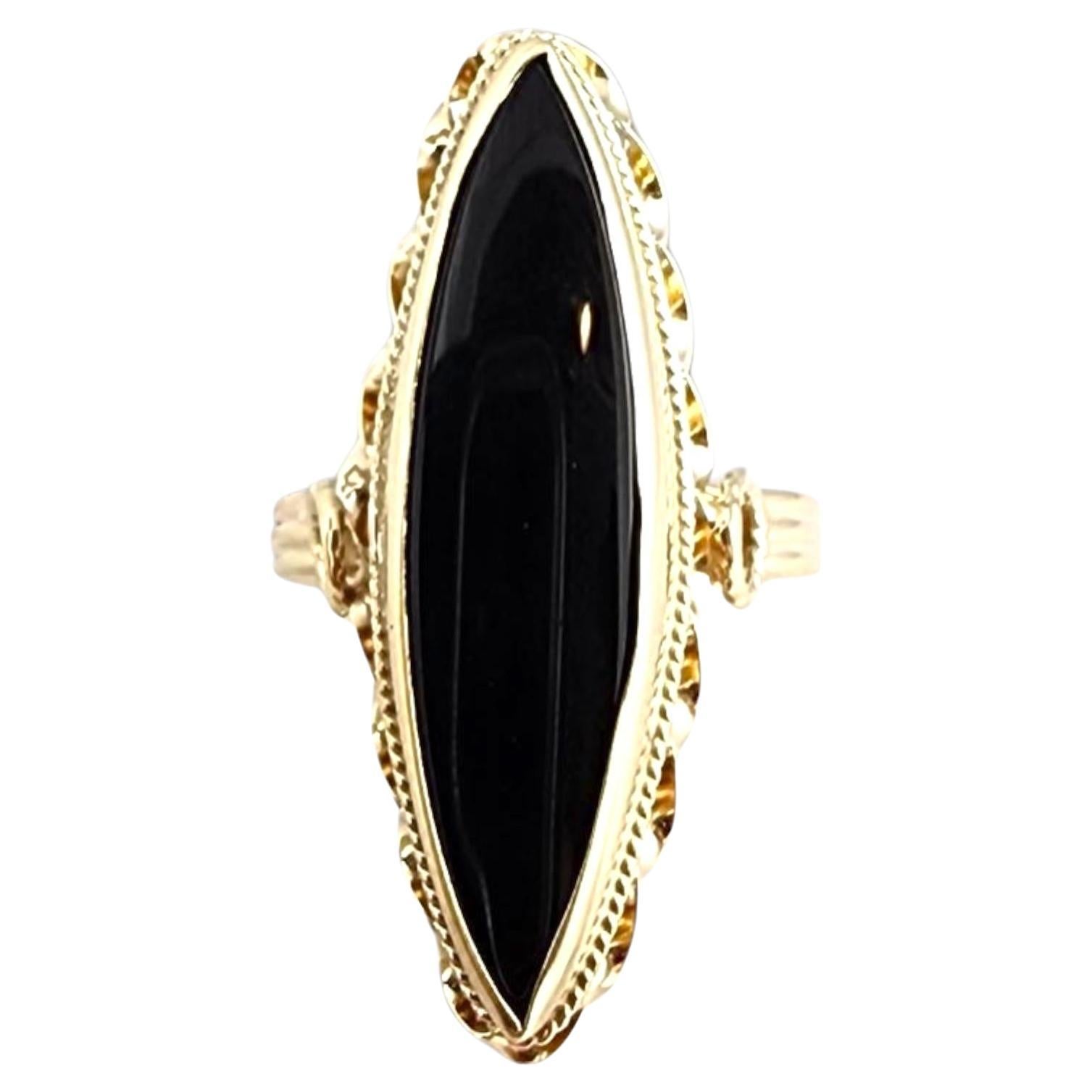 Anello in oro giallo 14K con onice nera #22499
