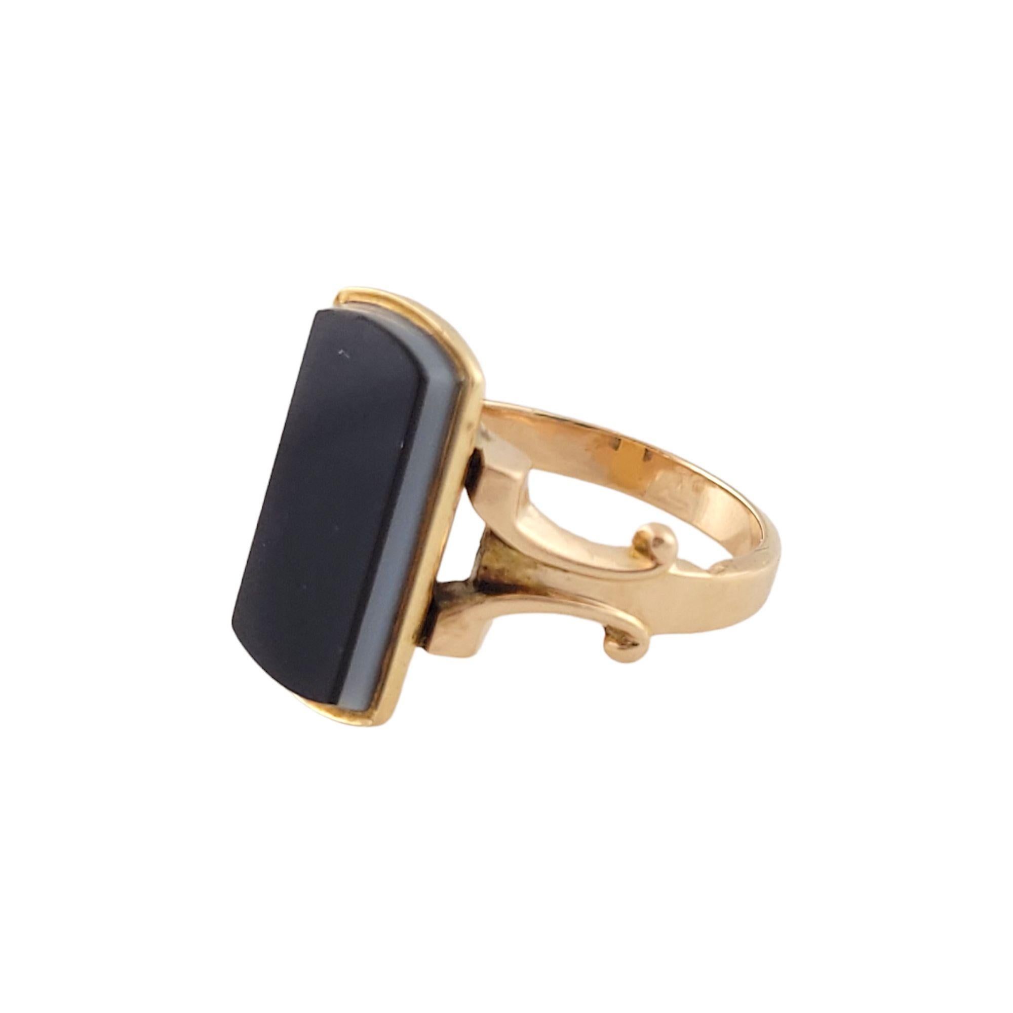 Baguette Cut 14K Yellow Gold Black Onyx Ring Size 5.75