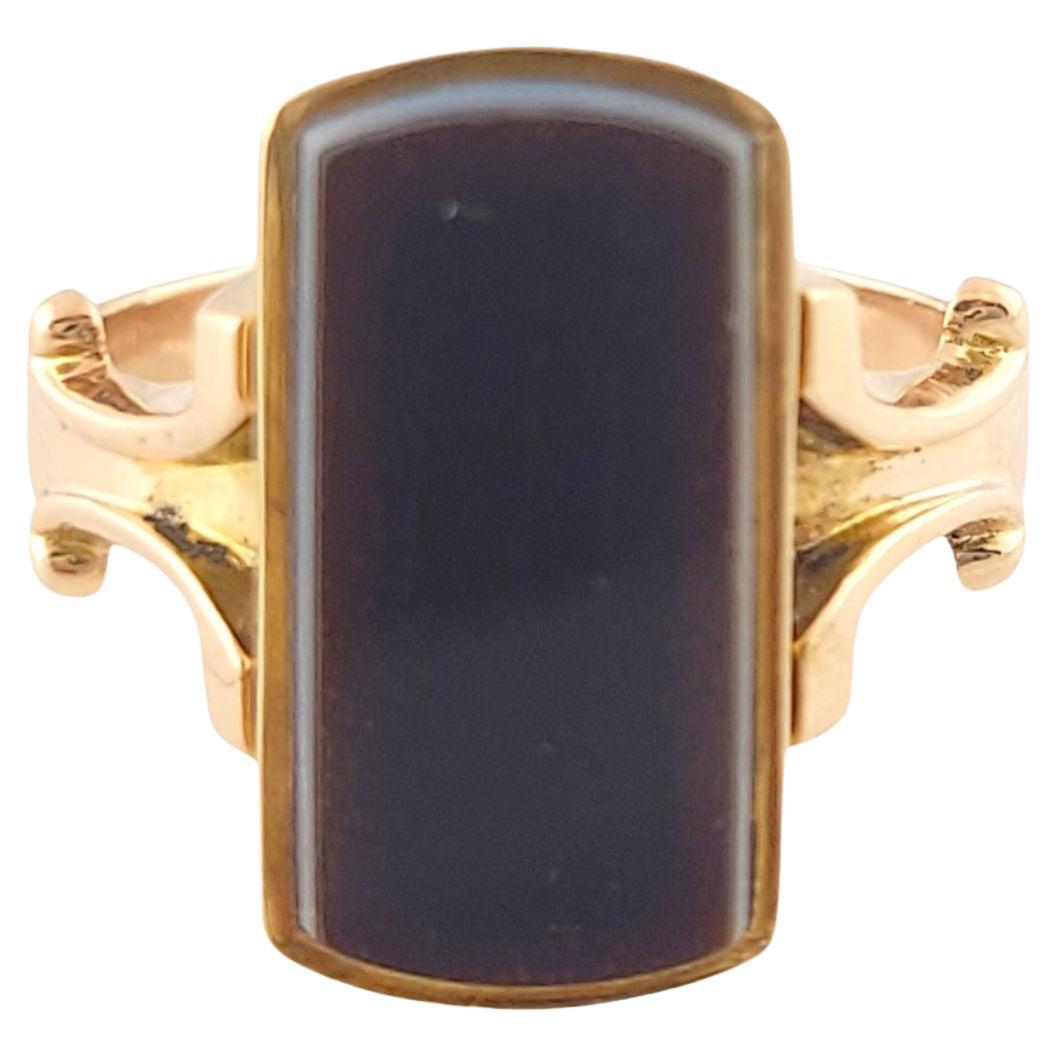 14K Yellow Gold Black Onyx Ring Size 5.75