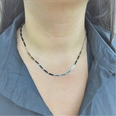 14k Yellow Gold & Black Onyx Station Bar Necklace