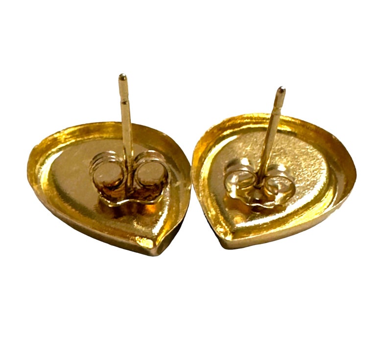 14k Yellow Gold Black Onyx Teardrop Earrings Marked