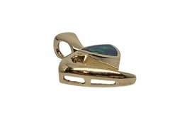 14K Yellow Gold Black Opal Inlay Triangle Pendant #24184
