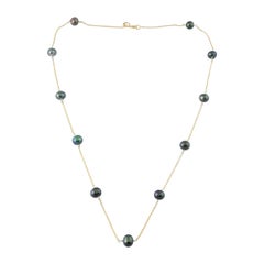 14K Yellow Gold Black Pearl Necklace