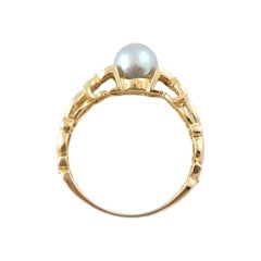 14k Yellow Gold Black Pearl Ring