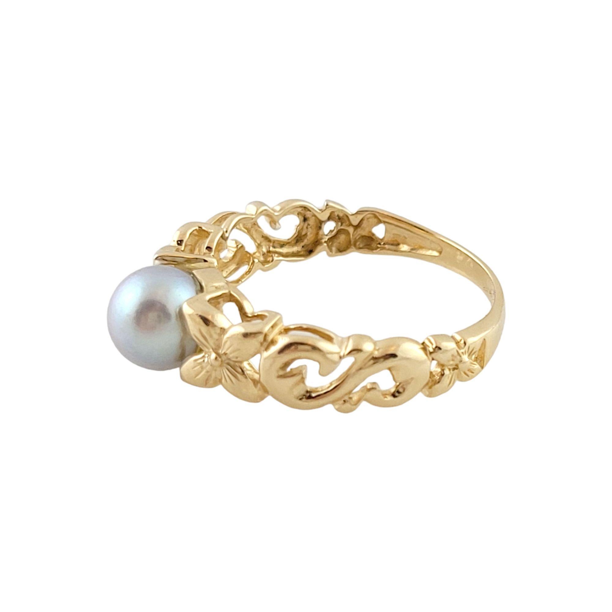 Women's 14k Yellow Gold Black Pearl Ring For Sale