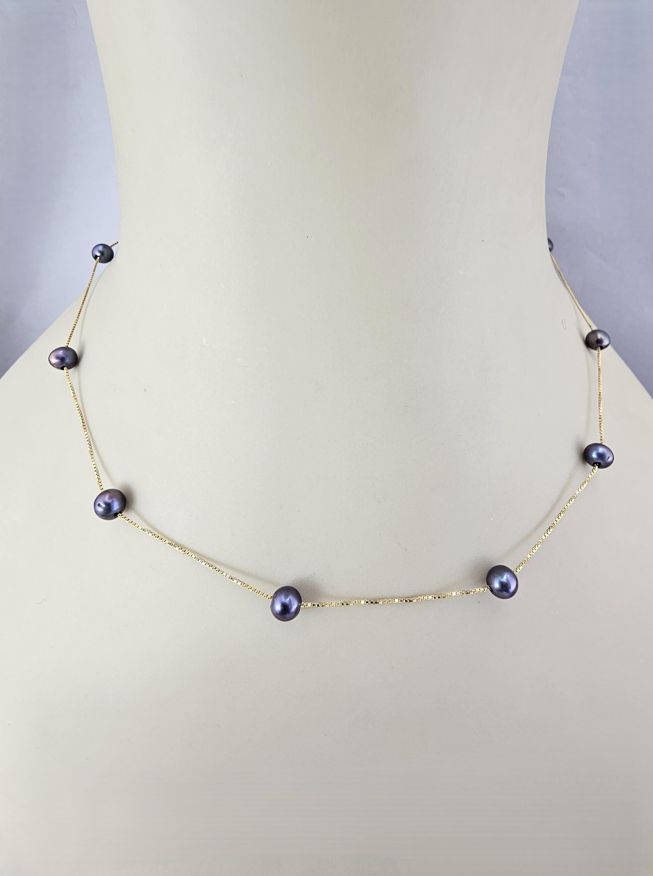 Collier de perles noires en or jaune 14K #23999 Pour femmes en vente