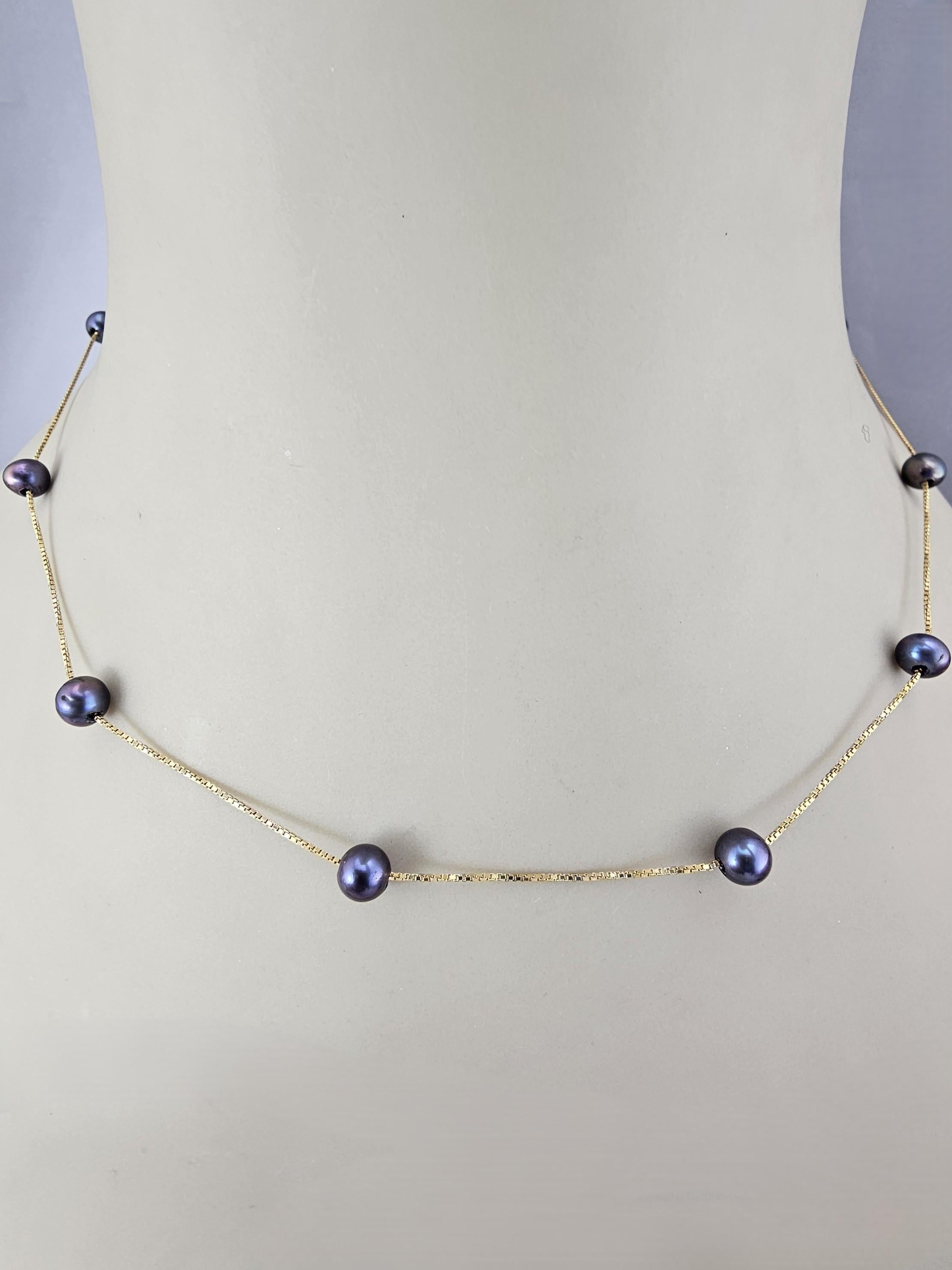 Collier de perles noires en or jaune 14K #23999 en vente 1