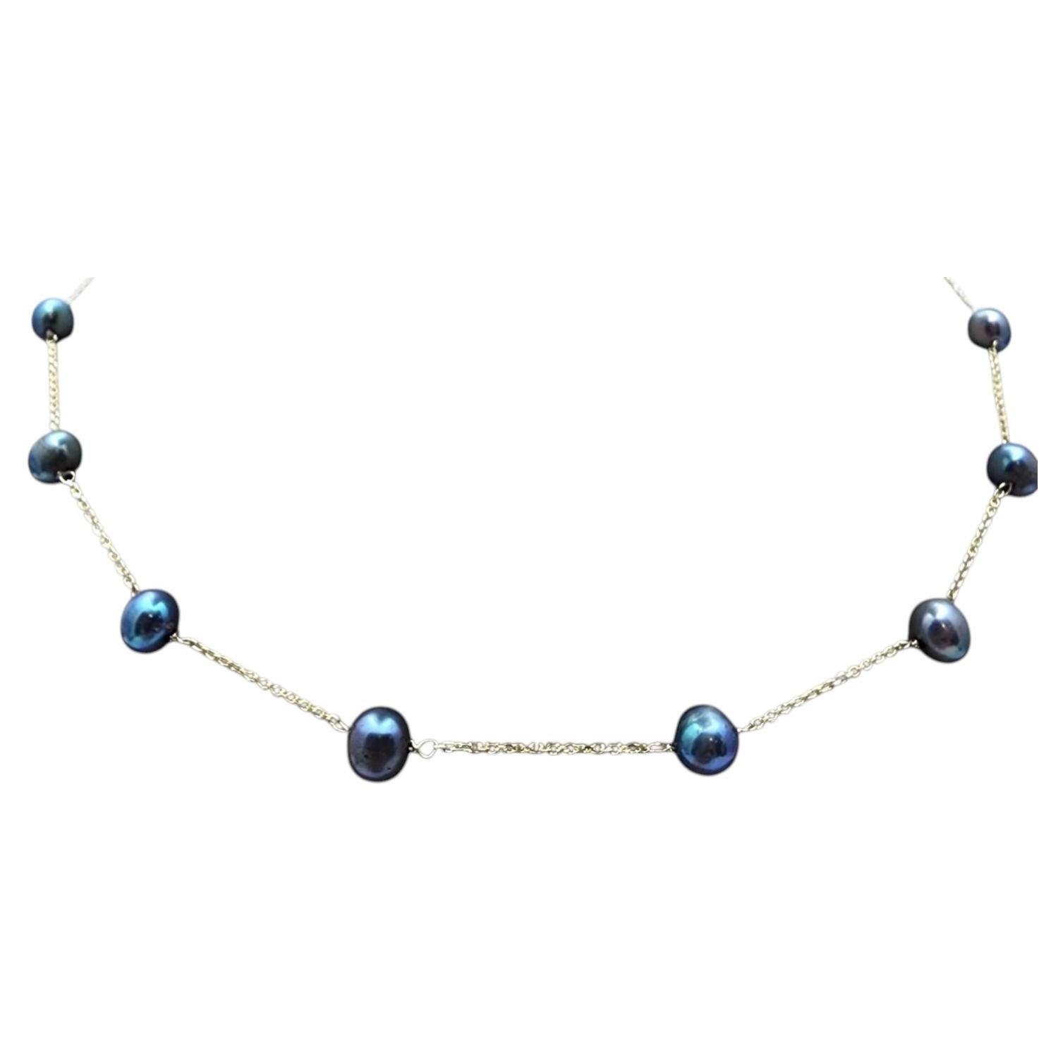 Halskette aus 14-karätigem Gelbgold mit schwarzer Perle, Modell Nr. 25782