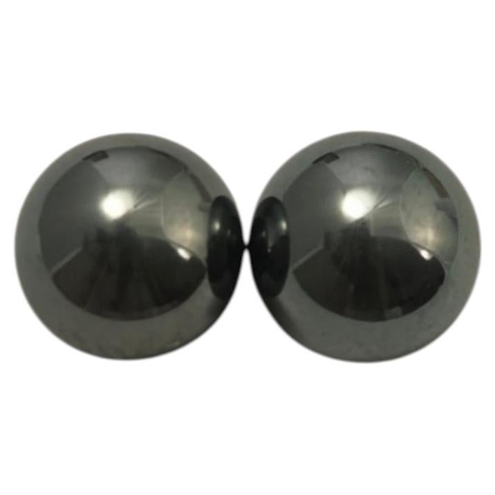 14K Yellow Gold Black Pearl Stud Earrings #25126 For Sale
