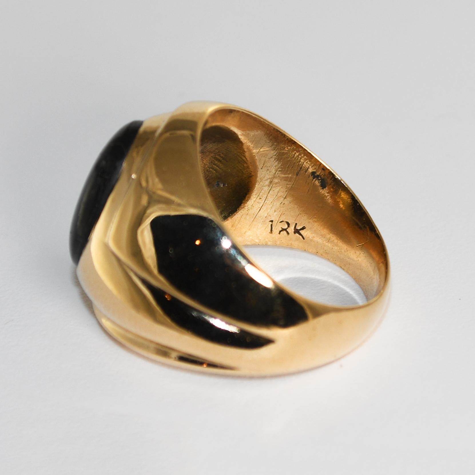 14K Yellow Gold Black Sapphire Ring 12.3g For Sale 1