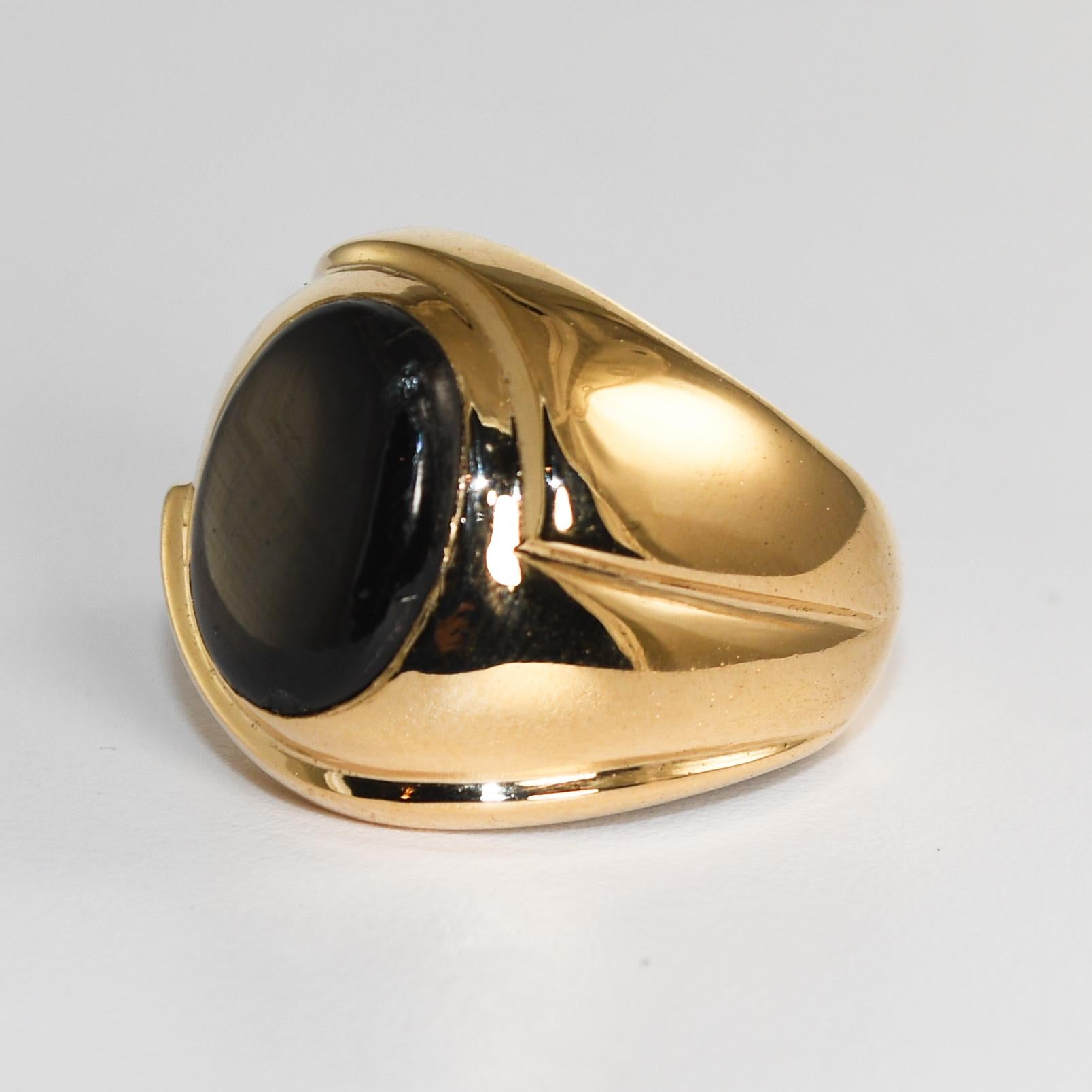 14K Yellow Gold Black Sapphire Ring 12.3g For Sale 2