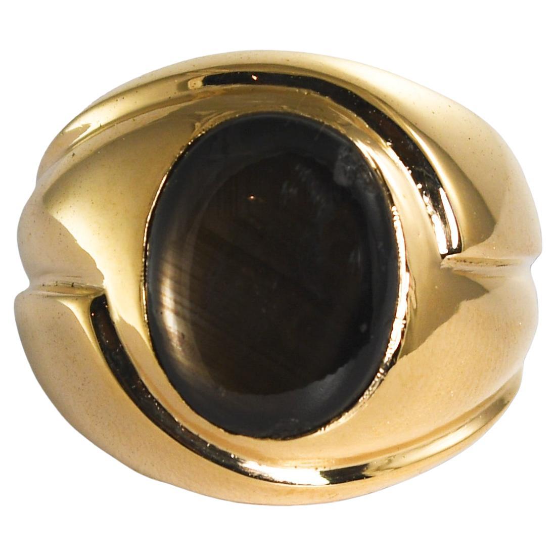 14K Yellow Gold Black Sapphire Ring 12.3g