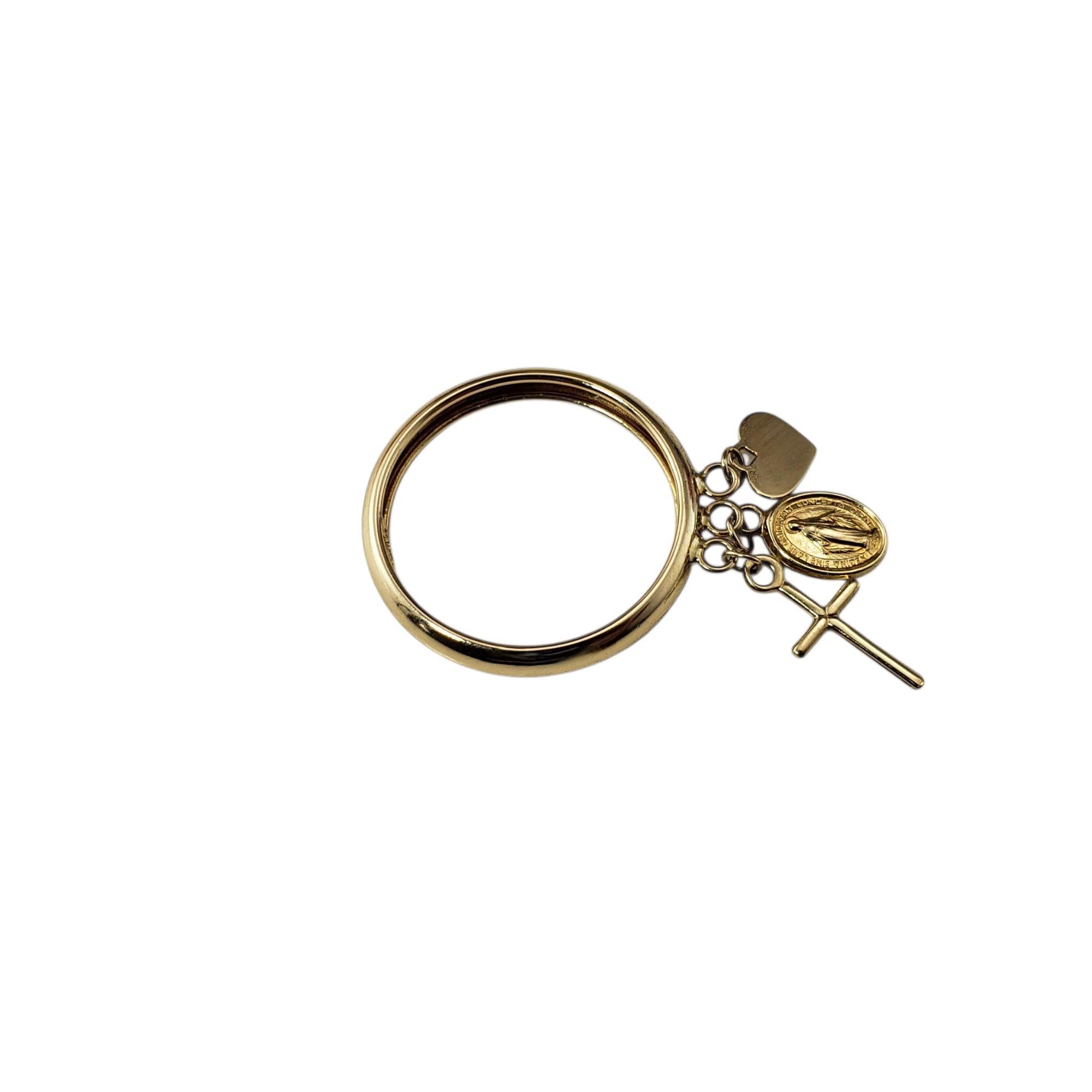 14K Gelbgold Blessed Mother, Kreuz und Herz Ring Größe 8 #21818 im Zustand „Gut“ im Angebot in Washington Depot, CT
