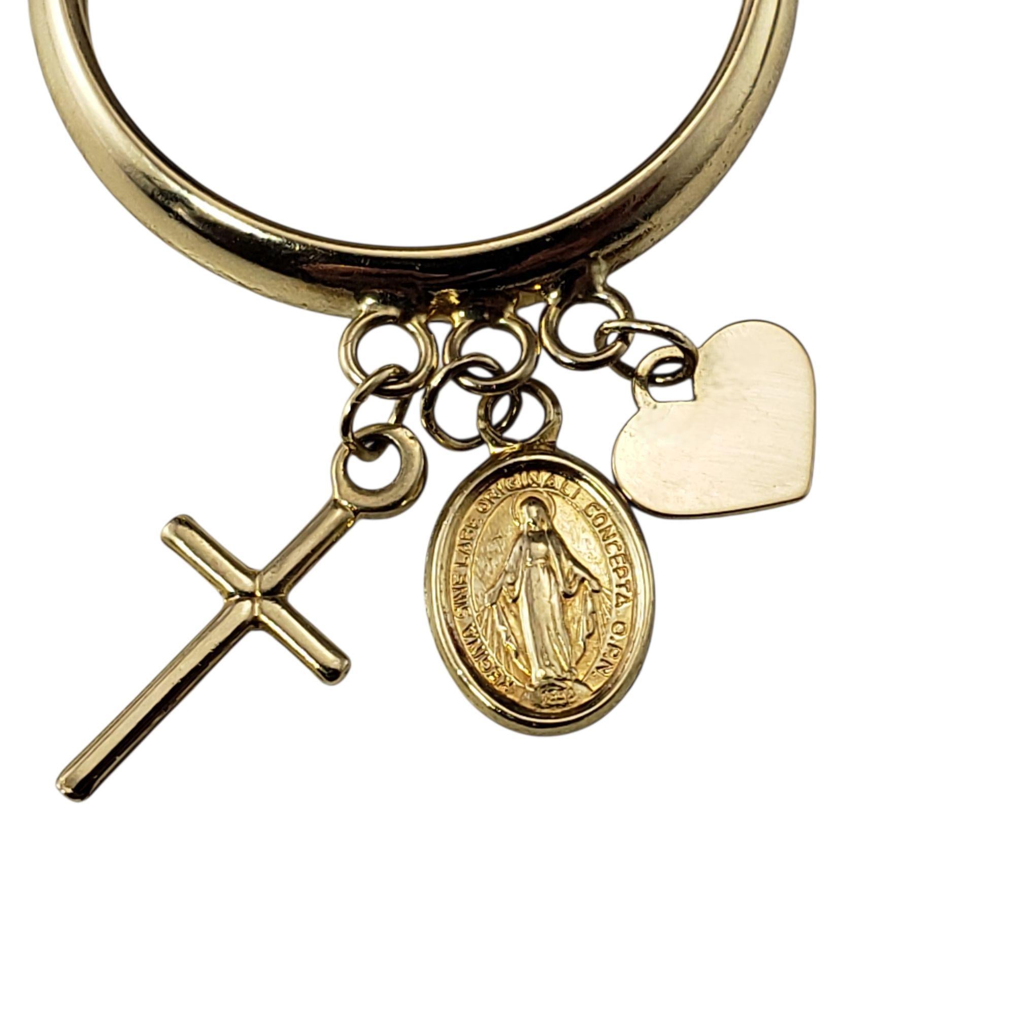 14K Gelbgold Blessed Mother, Kreuz und Herz Ring Größe 8 #21818 Damen im Angebot