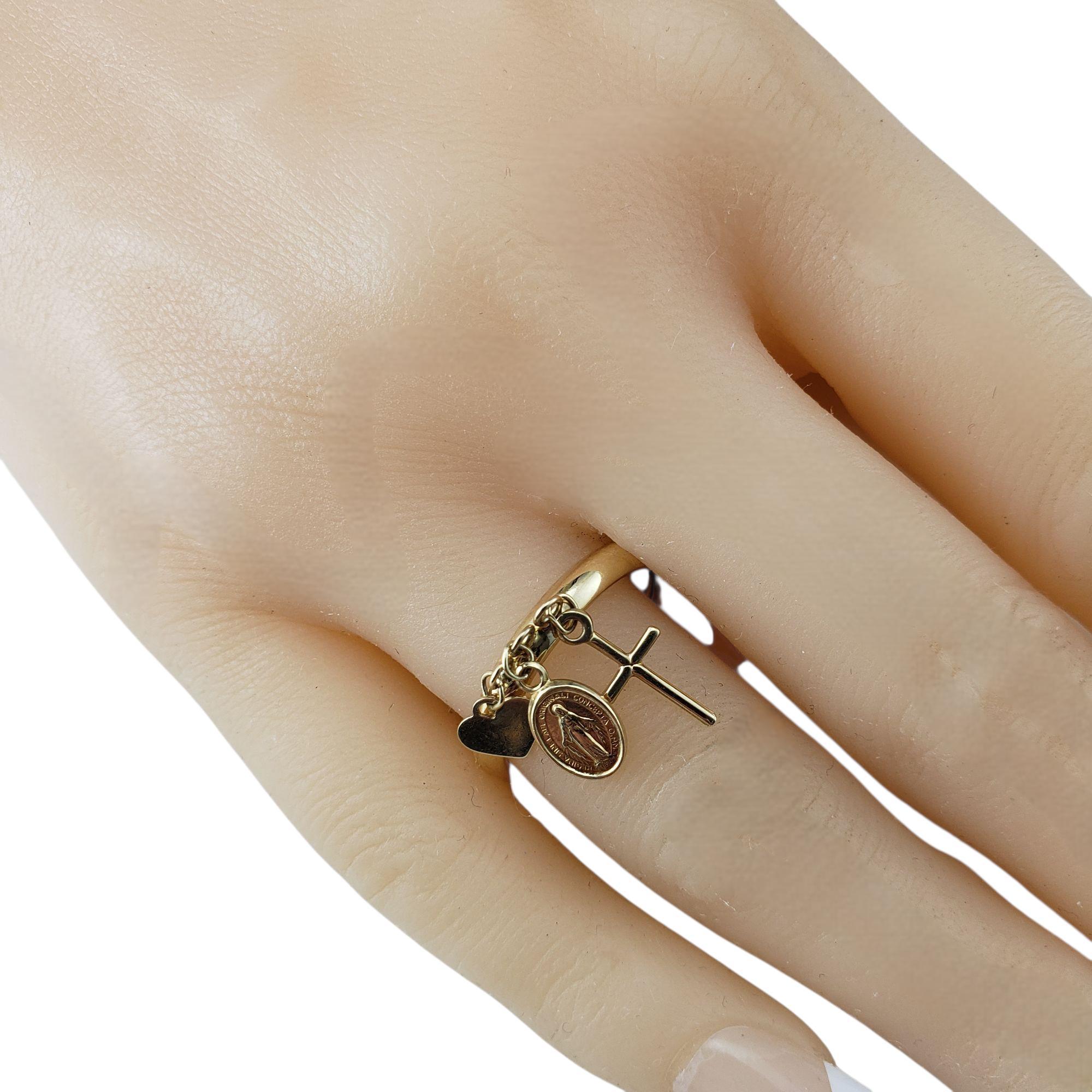 14K Gelbgold Blessed Mother, Kreuz und Herz Ring Größe 8 #21818 im Angebot 3