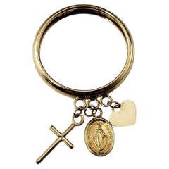 Anillo Madre Bendita, Cruz y Corazón de Oro Amarillo de 14K Talla 8 #21818