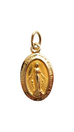 14K Yellow Gold Blessed Mother Mary Pendant #19833