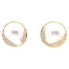 14K Gelbgold Blister Mabe Perlen-Ohrstecker