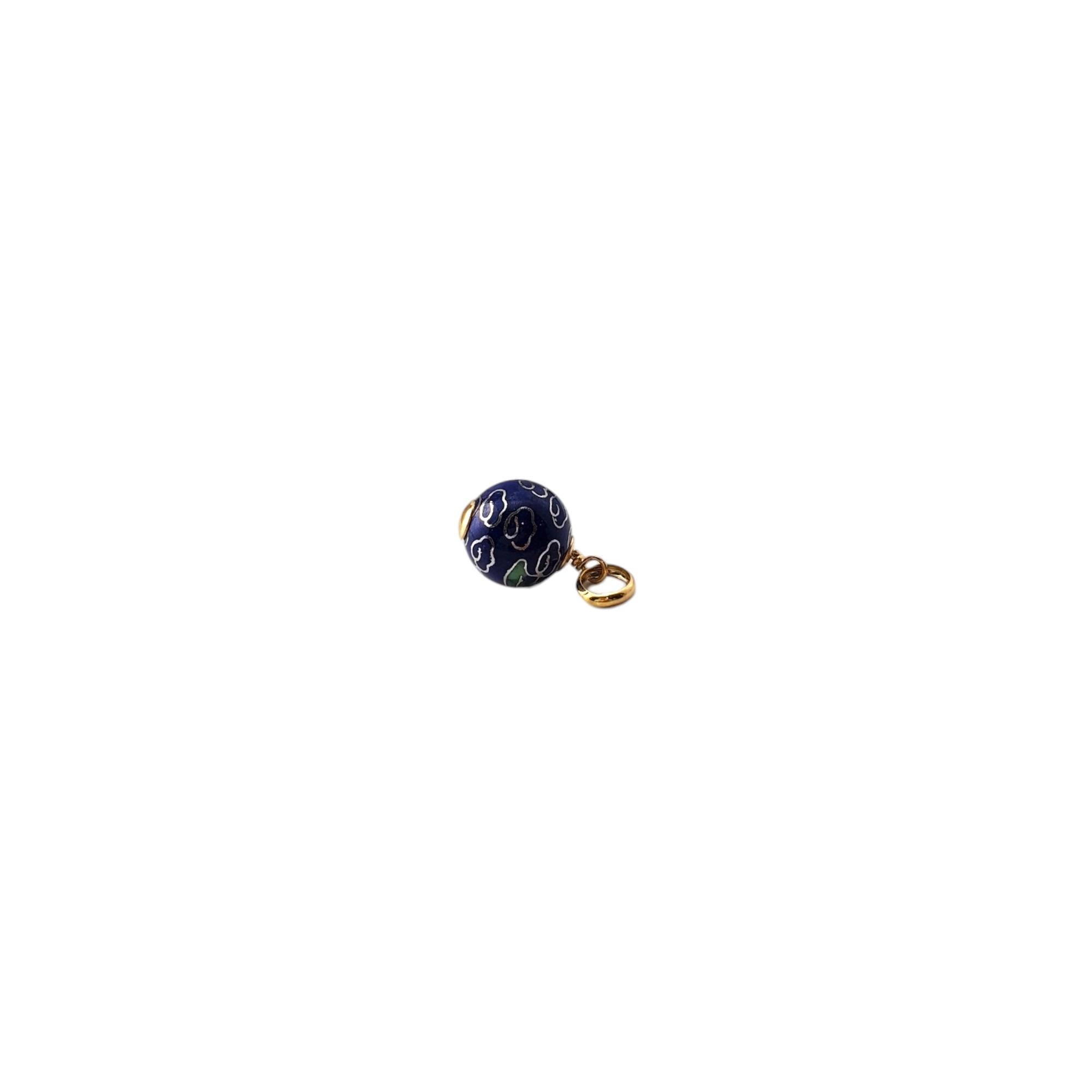14K Yellow Gold Blue Enamel Ball Flower Earring Enhancers #17197 For Sale 1
