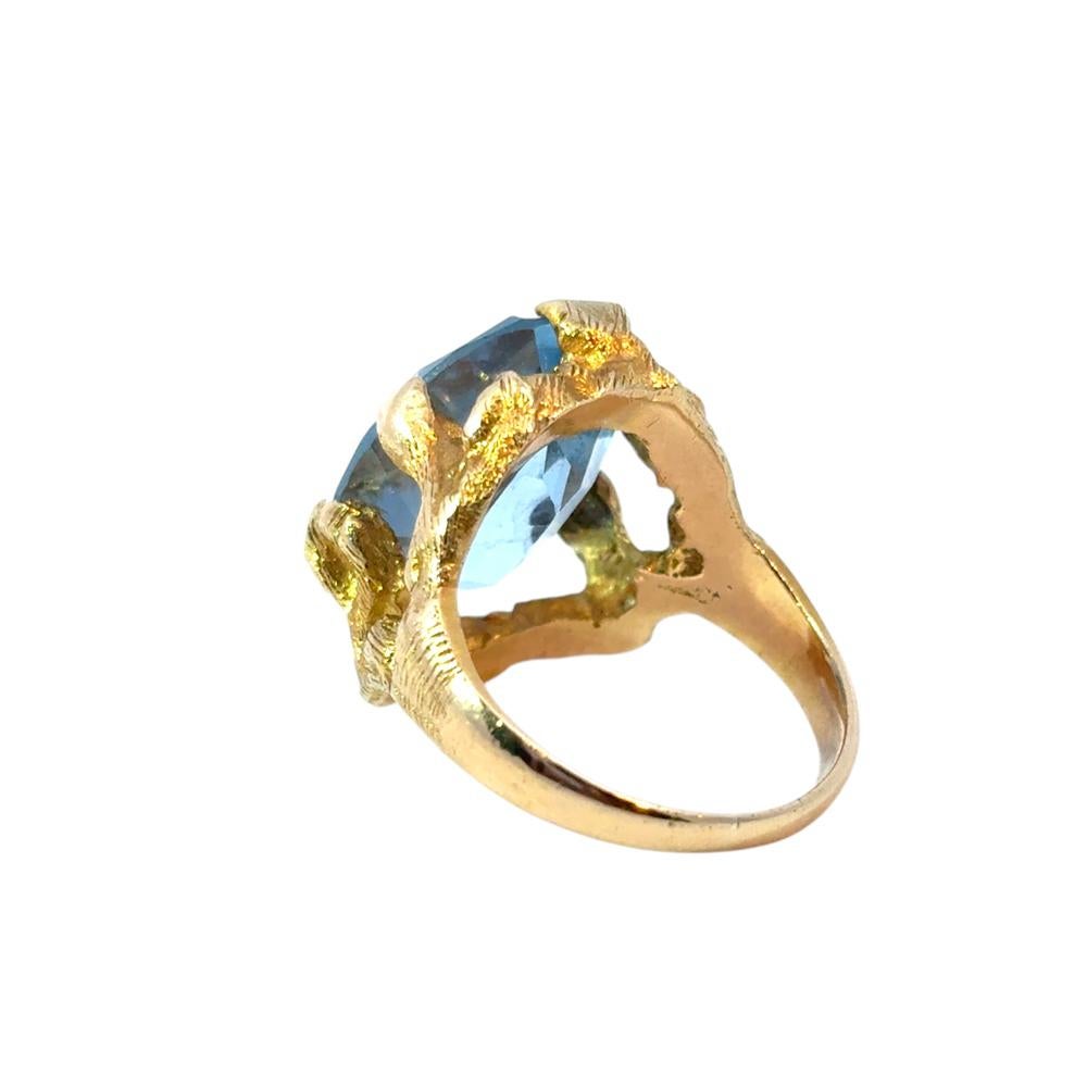 Vintage 14k Yellow Gold Blue Gemstone Ring For Sale 5