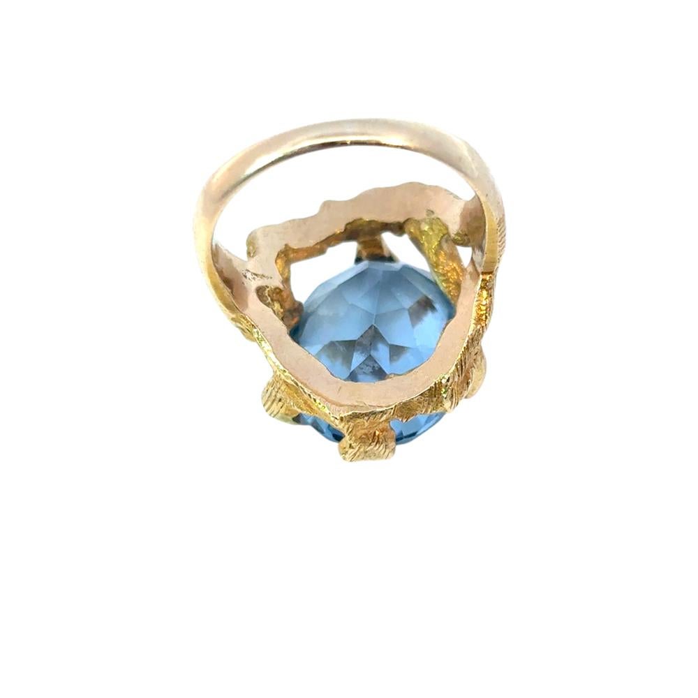 Vintage 14k Yellow Gold Blue Gemstone Ring For Sale 11