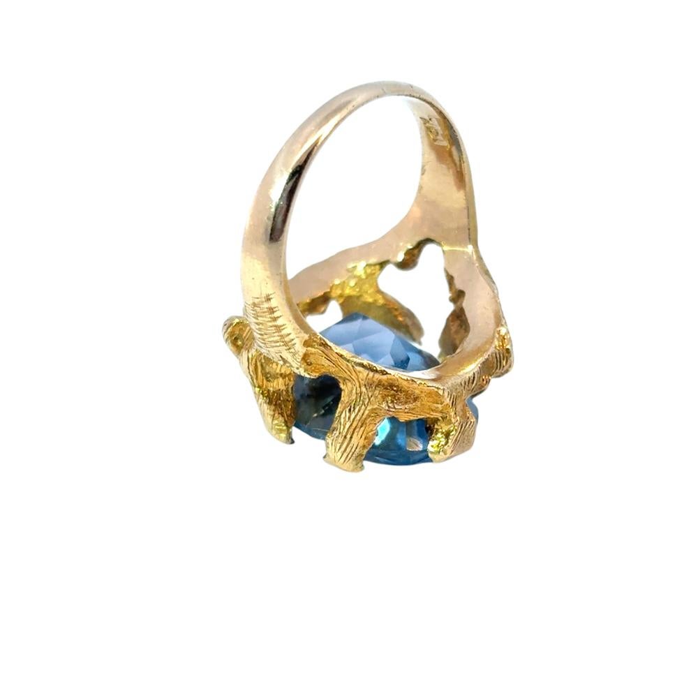 Vintage 14k Yellow Gold Blue Gemstone Ring For Sale 12