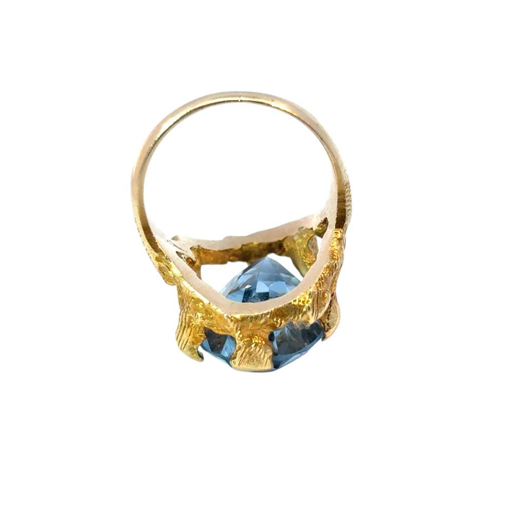 Vintage 14k Yellow Gold Blue Gemstone Ring For Sale 13