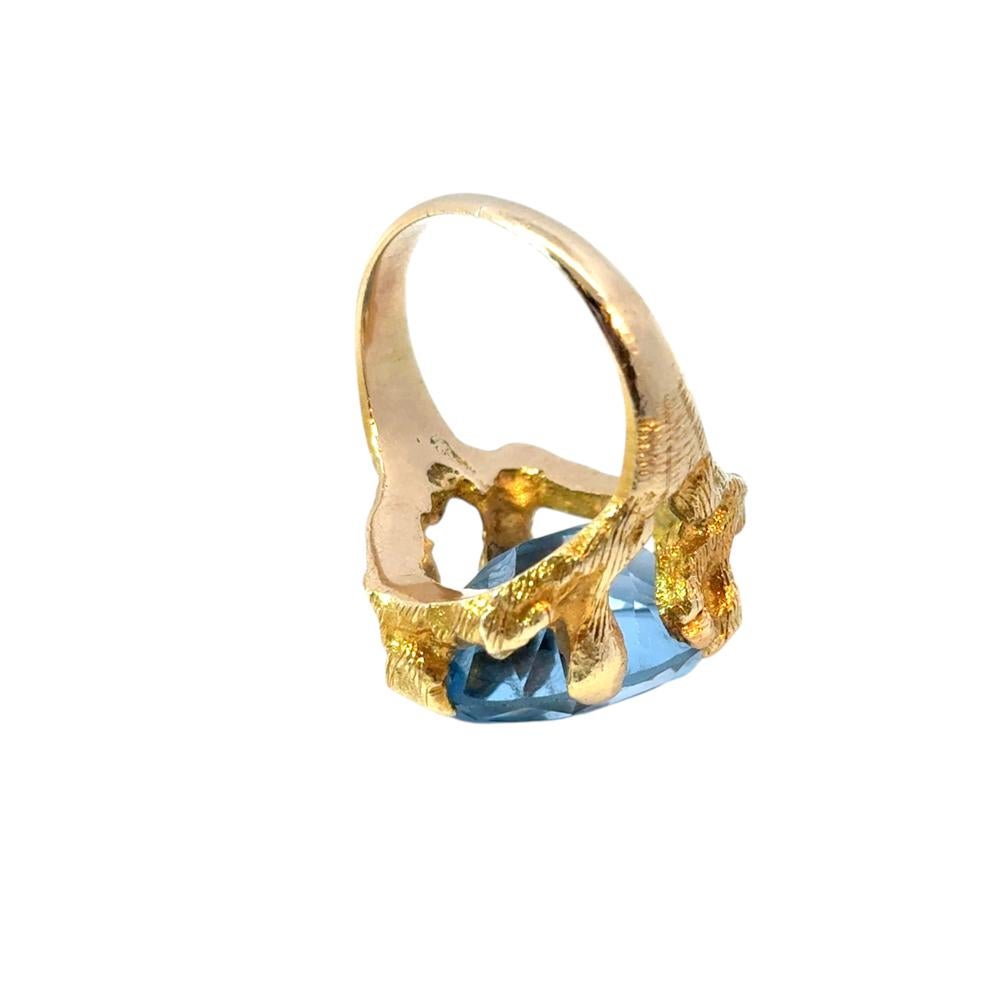 Vintage 14k Yellow Gold Blue Gemstone Ring For Sale 14