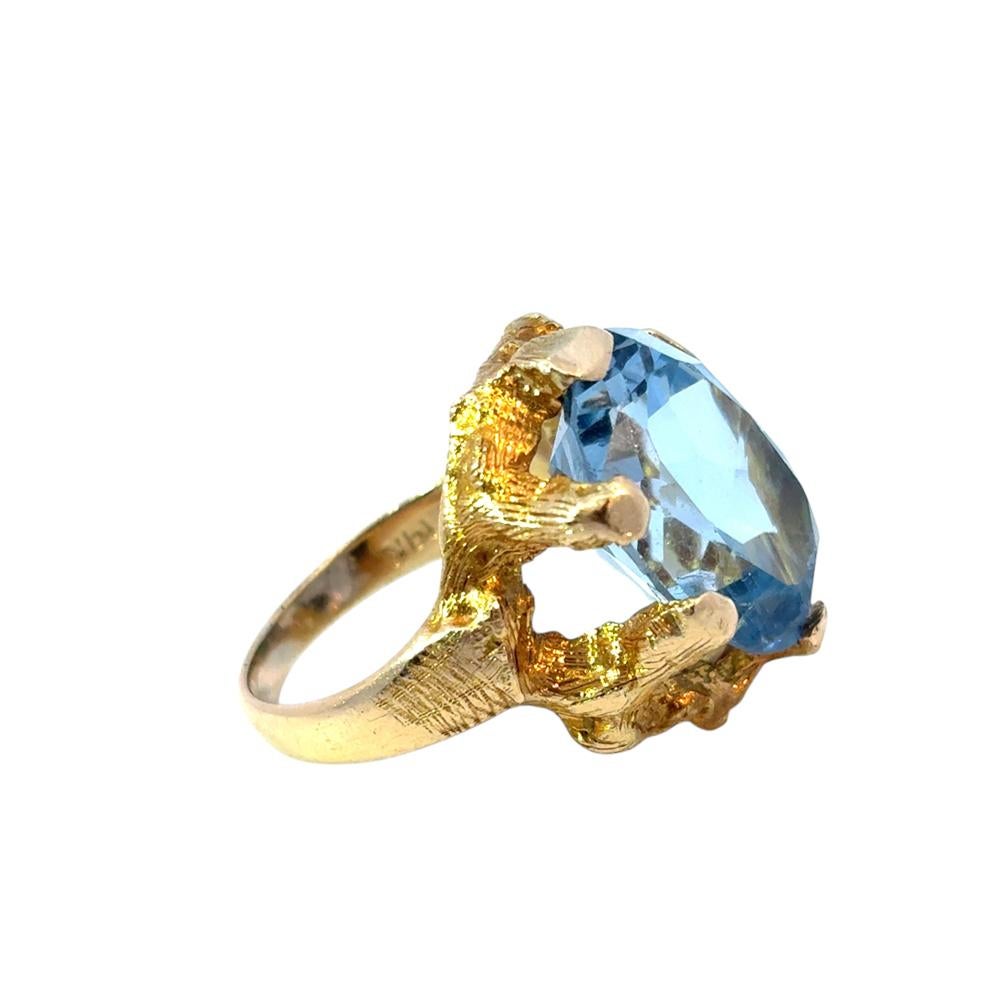 Vintage 14k Yellow Gold Blue Gemstone Ring For Sale 1
