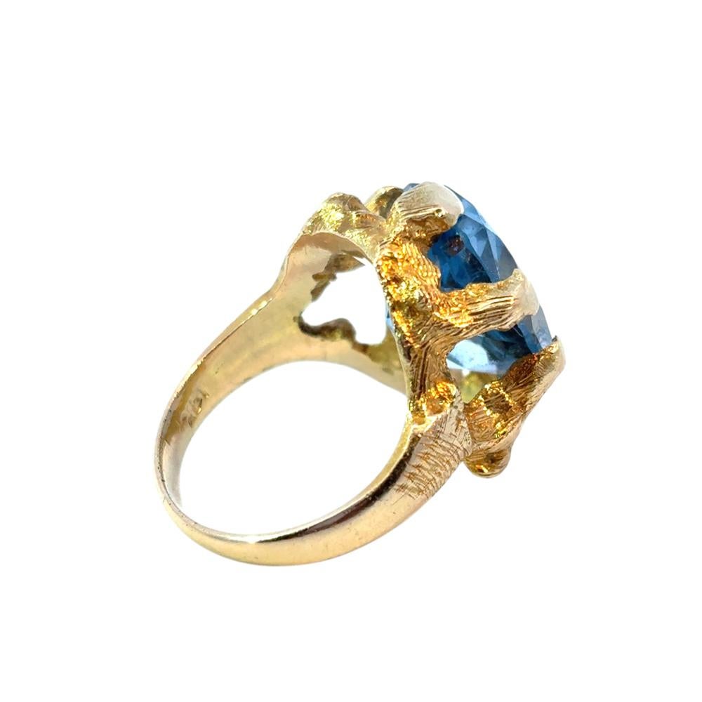 Vintage 14k Yellow Gold Blue Gemstone Ring For Sale 3