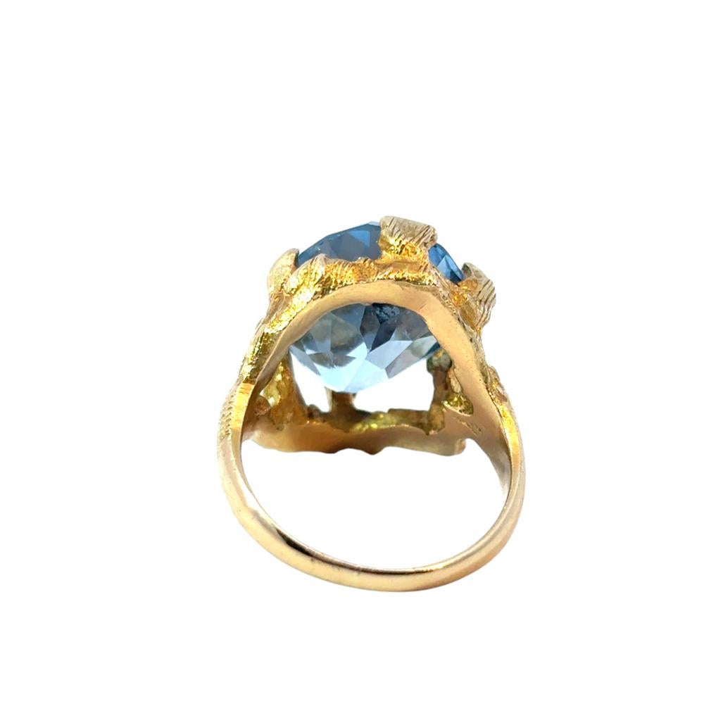 Vintage 14k Yellow Gold Blue Gemstone Ring For Sale 4