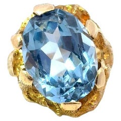 Vintage 14k Yellow Gold Blue Gemstone Ring