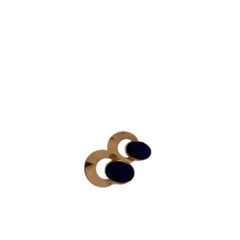 14K Yellow Gold Blue Oval Bezeled Lapis Stud Earrings